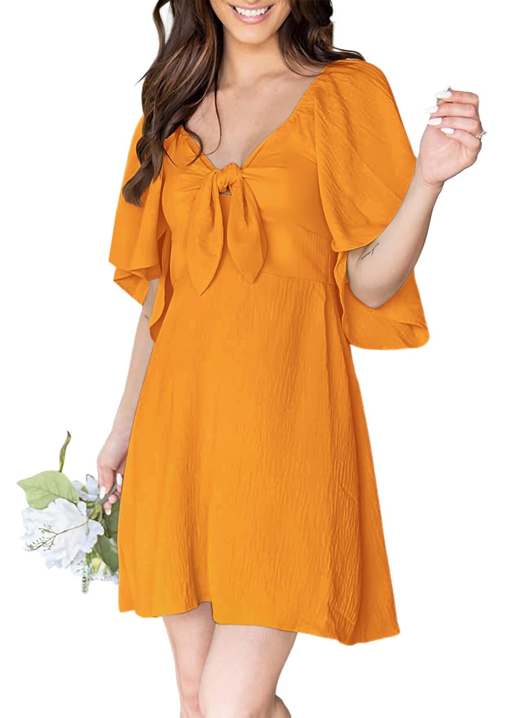 Dokotoo Dresses for Women 2026 Casual Summer Elegant Bow Tie Mini Dress Casual Trendy Outfits for Women