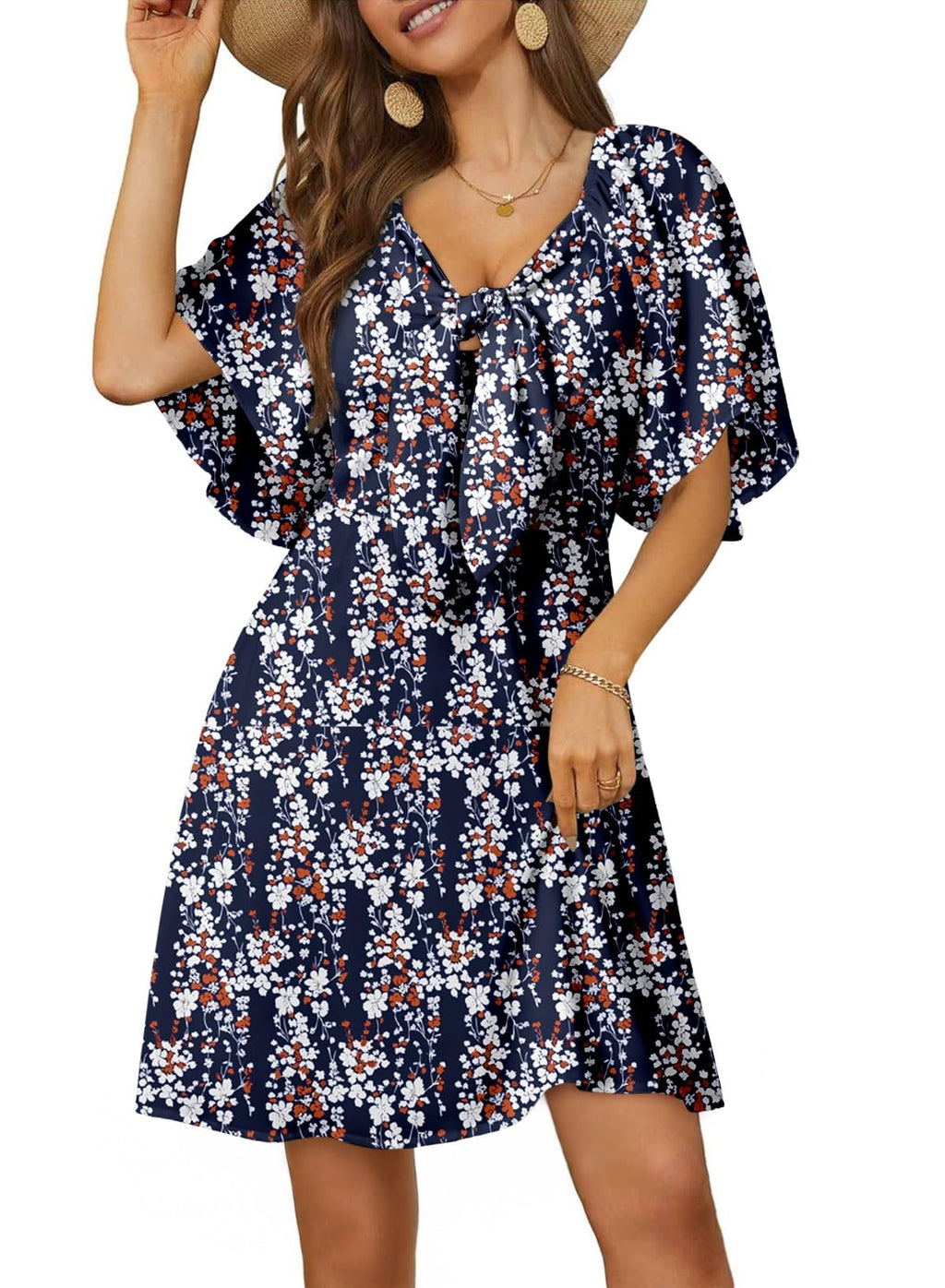 Dokotoo Dresses for Women 2026 Casual Summer Elegant Bow Tie Mini Dress Casual Trendy Outfits for Women