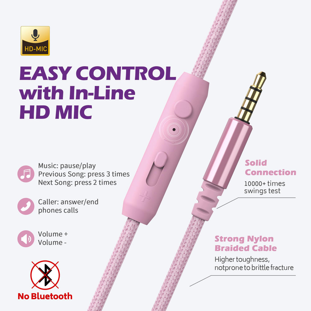 AILIHEN C8 Kids Headphones Wired, On-Ear Headphones with Microphone and Volume Control