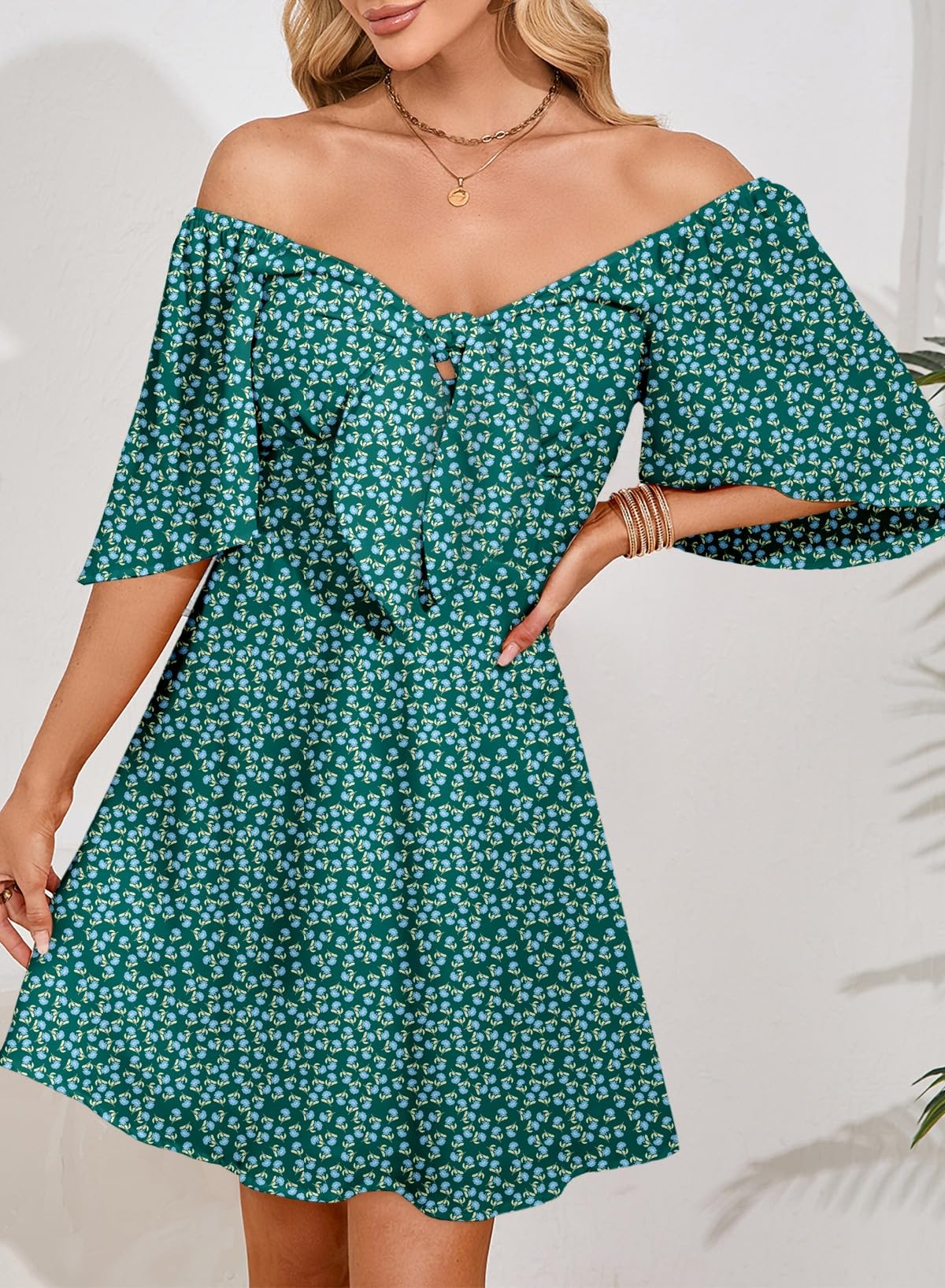 Dokotoo Dresses for Women 2026 Casual Summer Elegant Bow Tie Mini Dress Casual Trendy Outfits for Women