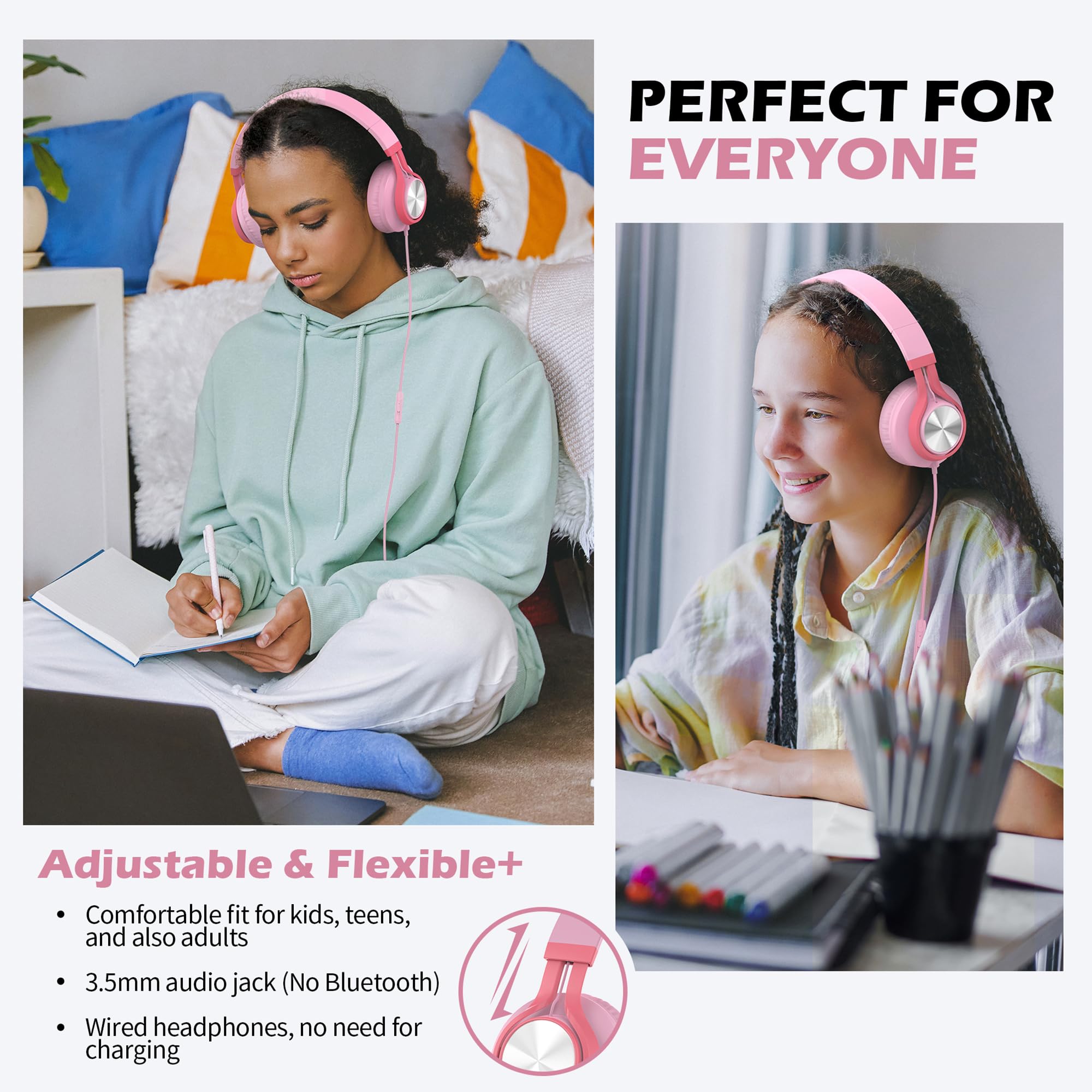 AILIHEN C8 Kids Headphones Wired, On-Ear Headphones with Microphone and Volume Control