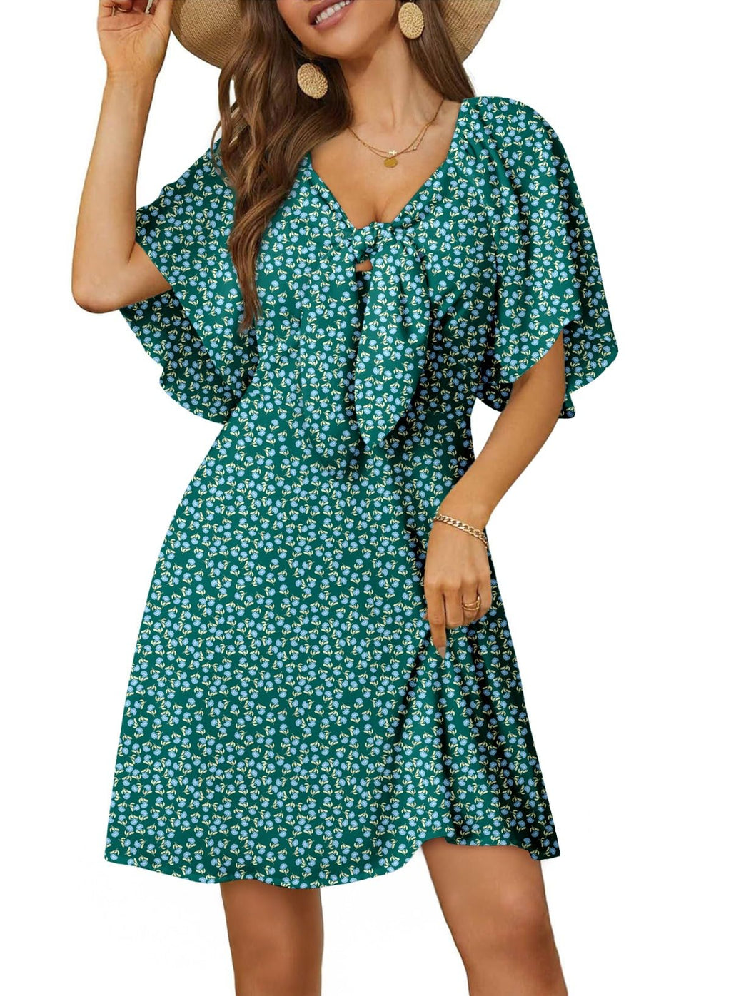 Dokotoo Dresses for Women 2026 Casual Summer Elegant Bow Tie Mini Dress Casual Trendy Outfits for Women