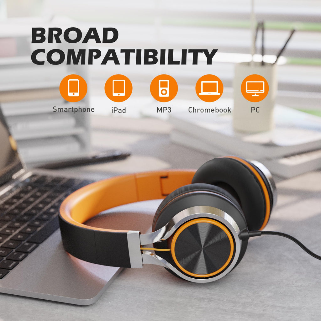 AILIHEN C8 Kids Headphones Wired, On-Ear Headphones with Microphone and Volume Control