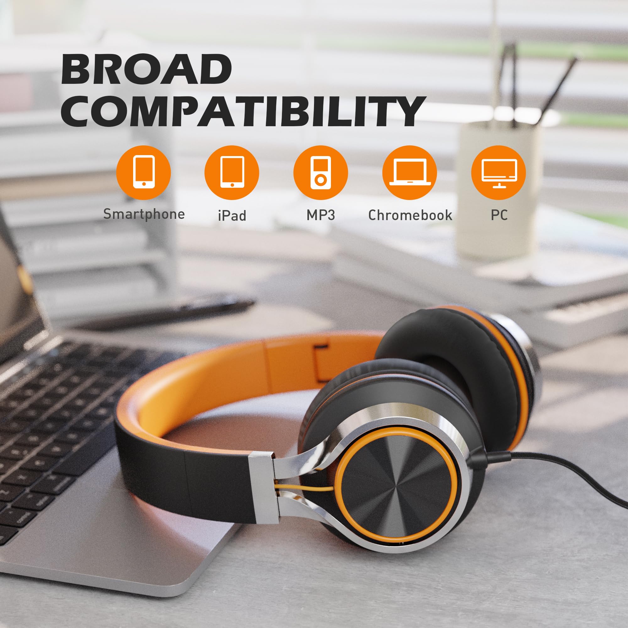 AILIHEN C8 Kids Headphones Wired, On-Ear Headphones with Microphone and Volume Control