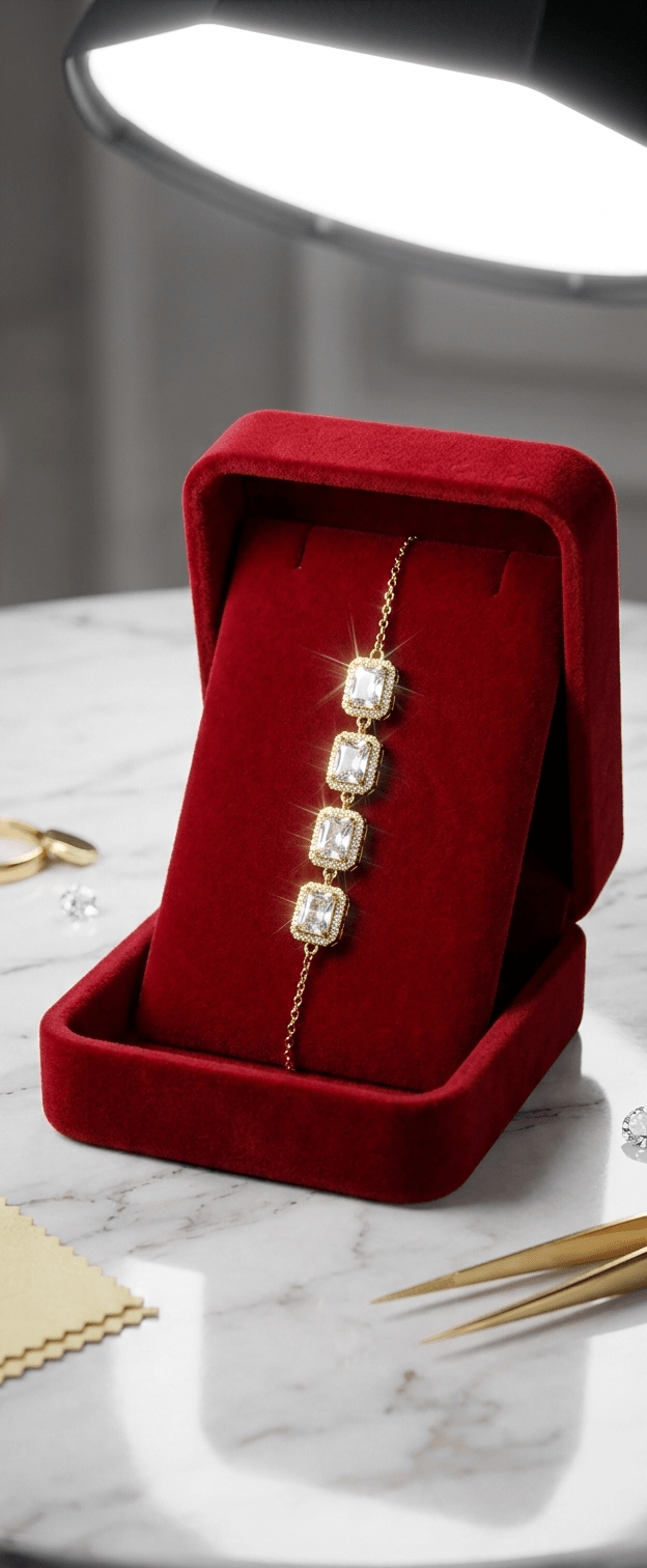 Square Crystal Link Adjustable Bracelet