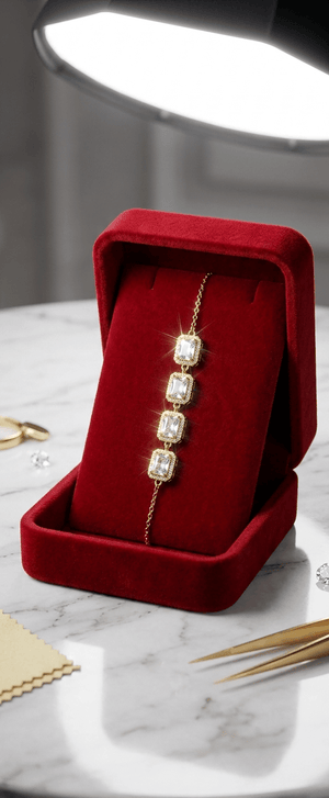 Square Crystal Link Adjustable Bracelet