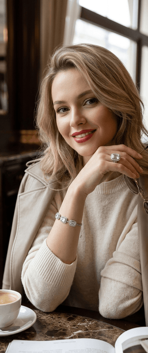 Square Crystal Link Adjustable Bracelet