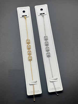 Square Crystal Link Adjustable Bracelet