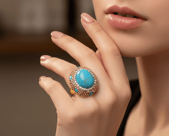 Crystal Embellished Teardrop Statement Ring